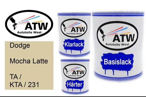 Dodge, Mocha Latte, TA / KTA / 231: 1L Lackdose + 1L Klarlack + 500ml Härter - Set, von ATW Autoteile West.